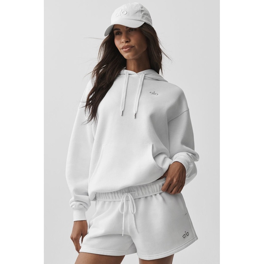 Alo Yoga Accolade Hoodie White Oversized Pullover Medium